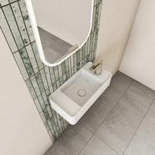 Mod 500mm Matte White Wall Hung Basin with Overflow